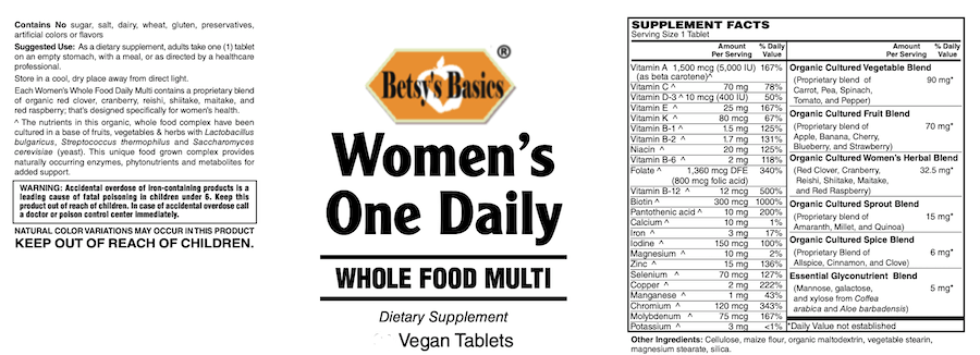Betsy_s Basics Women_s One Daily Whole Food Multi Supplement Facts