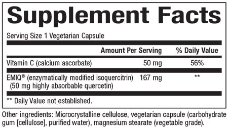 Natural Factors Bioactive Quercetin EMIQ 50 mg Supplement Facts