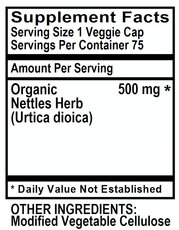 Betsy_s Basics Nettles Caps Supplement Facts
