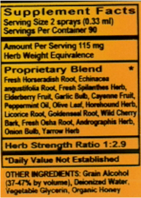 Betsy_s Basics Sinus Blaster Spray Supplement Facts