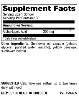 Betsy_s Basics Alpha Lipoic Acid 300 mg Supplement Facts