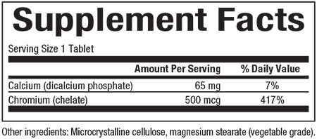 Natural Factors Chromium GTF Chelate 500 mcg Supplement Facts