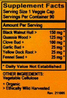 Betsy_s Basics Paracide Supplement Facts