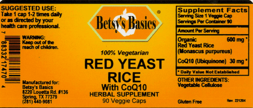 Betsy_s Basics Red Yeast Rice With CoQ10 Supplement Facts