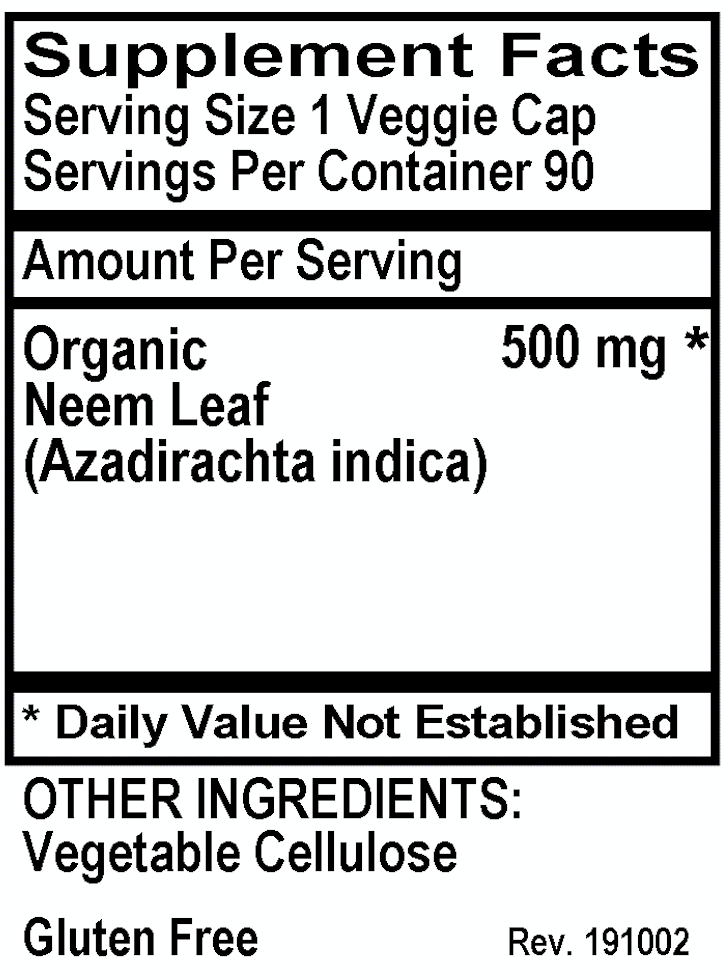 Betsy_s Basics Neem Veggie Caps Supplement Facts