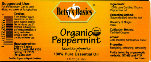 Betsy_s Basics Organic Peppermint 100 Percent Pure Essential Oil