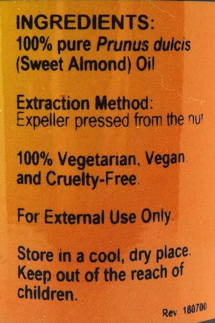 Betsy_s Basics Sweet Almond Carrier Oil Ingredients