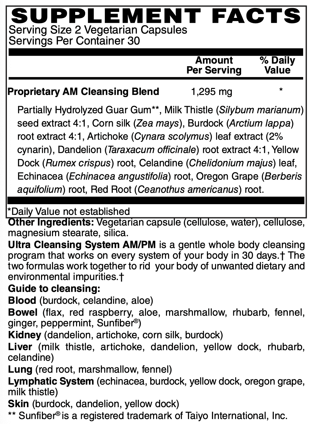 Betsy_s Basics Ultra Cleansing System AM Cleansing Blend Supplement Facts