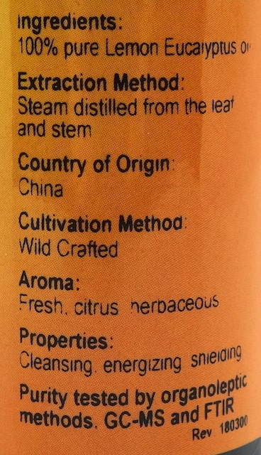 Betsy_s Basics Lemon Eucalyptus Essential Oil Ingredients