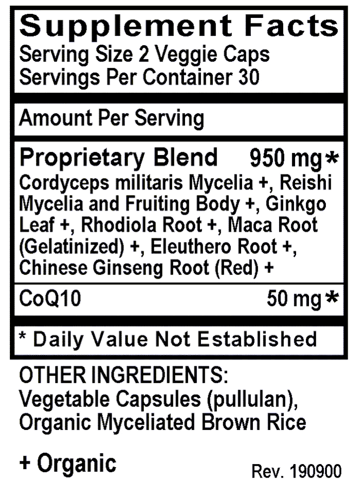 Betsy_s Basics Energy Mushroom Support Supplement Facts