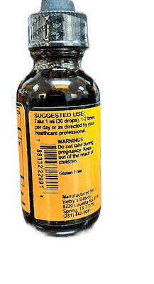 Betsy_s Basics Andropraphis Liquid Herbal Supplement Left Panel
