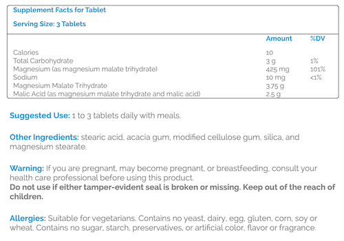 Source Naturals Magnesium Malate Supplement Facts