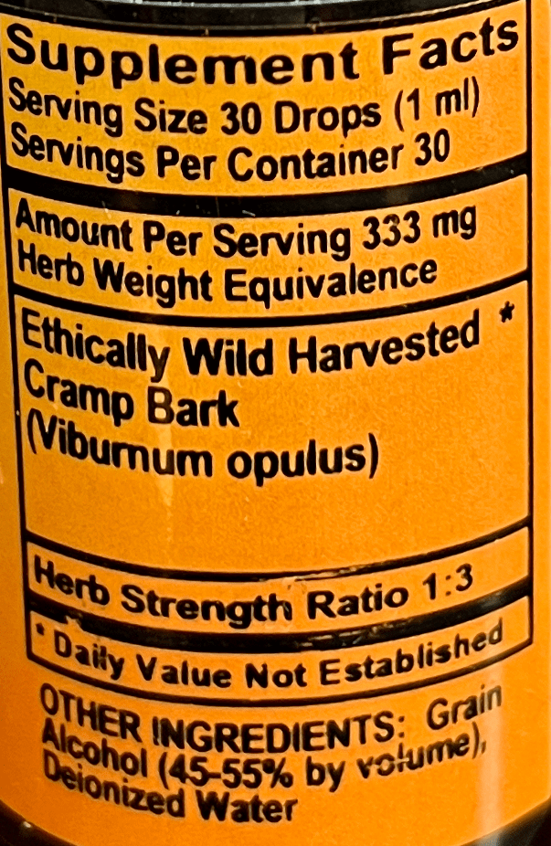 Betsy_s Basics Cramp Bark Supplement Facts