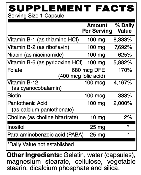 Betsy_s Basics B Complex Supplement Facts