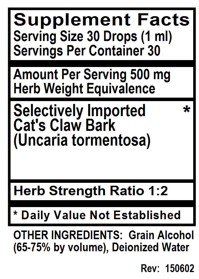 Betsy's Basics Cat's Claw Supplement Facts