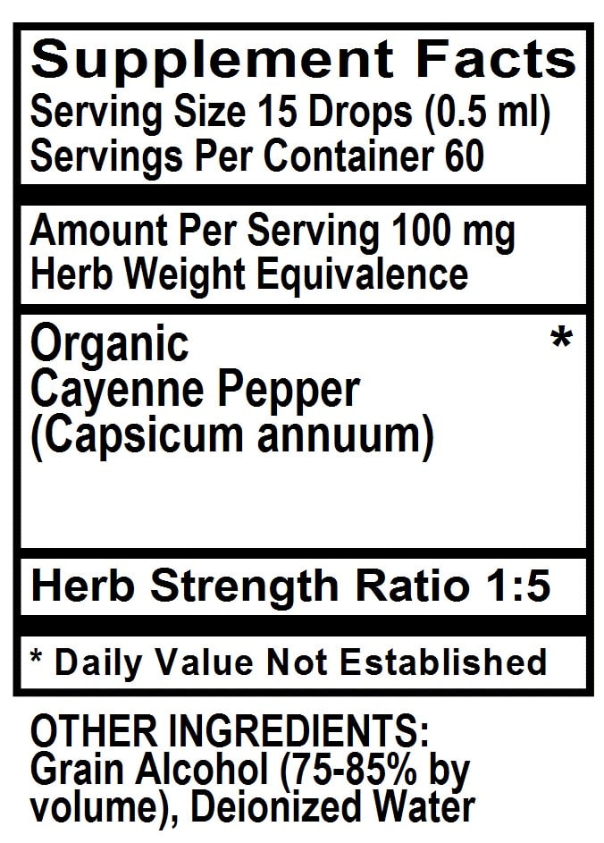 Betsy's Basics Cayenne Supplement Facts