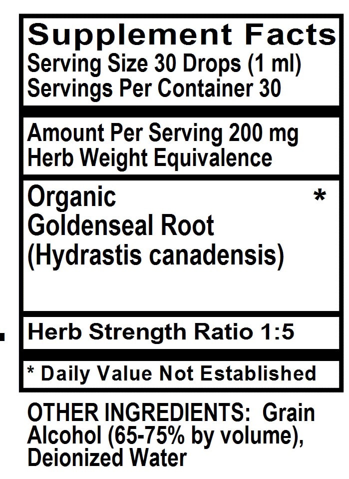 Betsy's Basics Goldenseal Supplement Facts