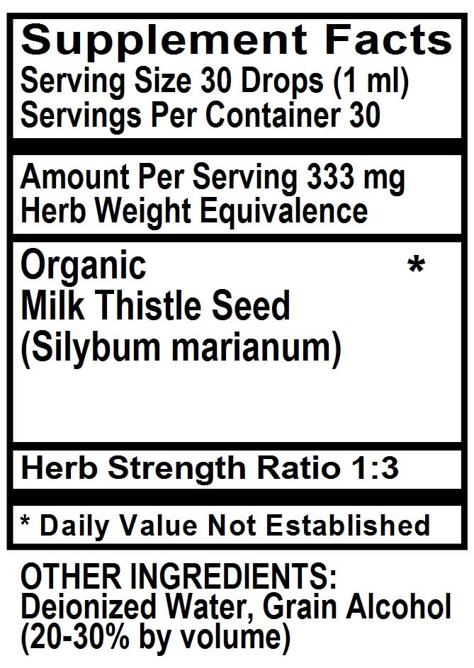 Betsy's Basics Milk Thistle Supplement Facts