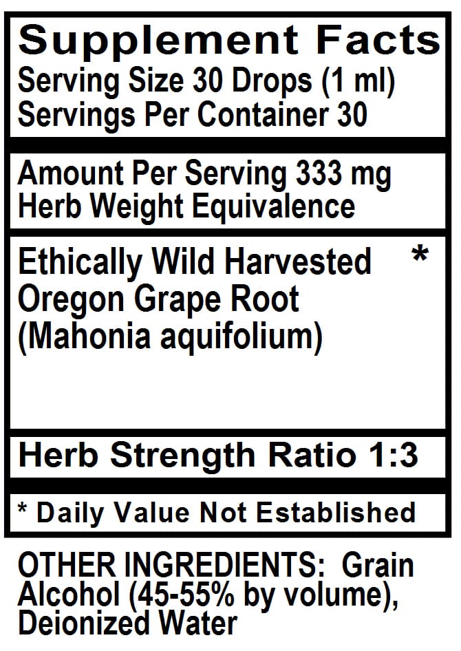 Betsy-s Basics Oregon Grape Root Supplement Facts