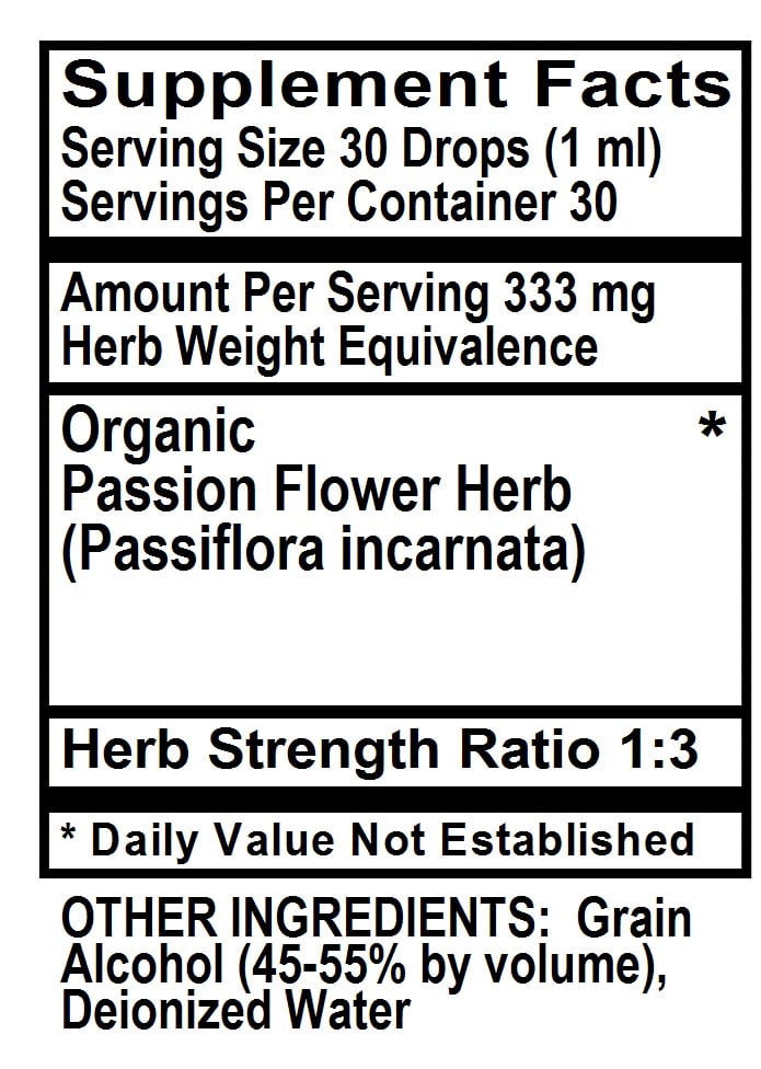 Betsy's Basics Passion Flower Supplement Facts