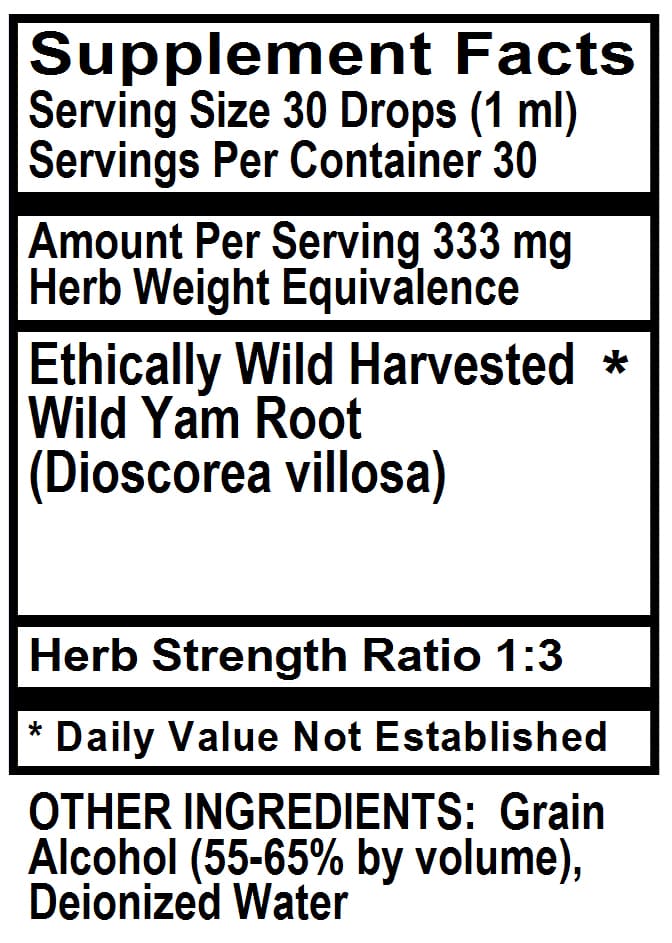 Betsy-s Basics Wild Yam Liquid Supplement Facts