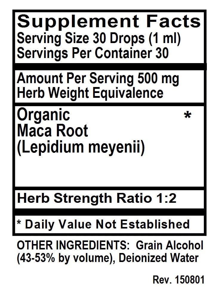 Betsy's Basics Maca Supplement Facts