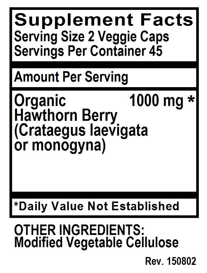 Betsy's Basics Hawthorn Supplement Facts