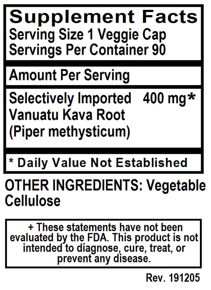 Betsy_s Basics Kava Powder Veggie Caps Supplement Facts