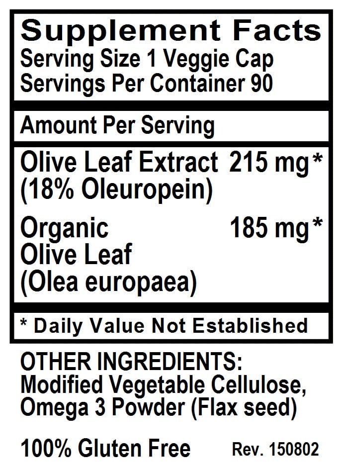 Betsy's Basics Olive Leaf Supplement Facts