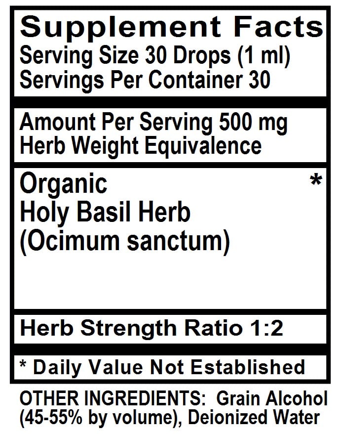 Betsy's Basics Holy Basil Supplement Facts