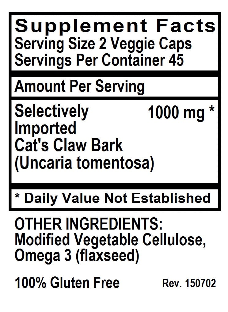 Betsy's Basics Cat's Claw Supplement Facts