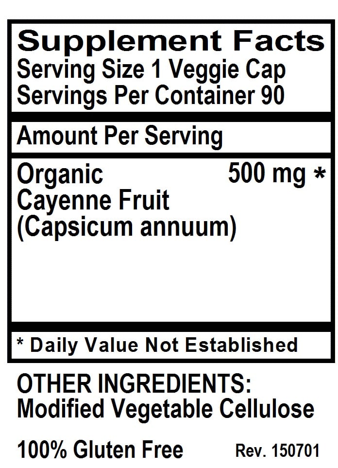 Betsy's Basics Cayenne Supplement Facts
