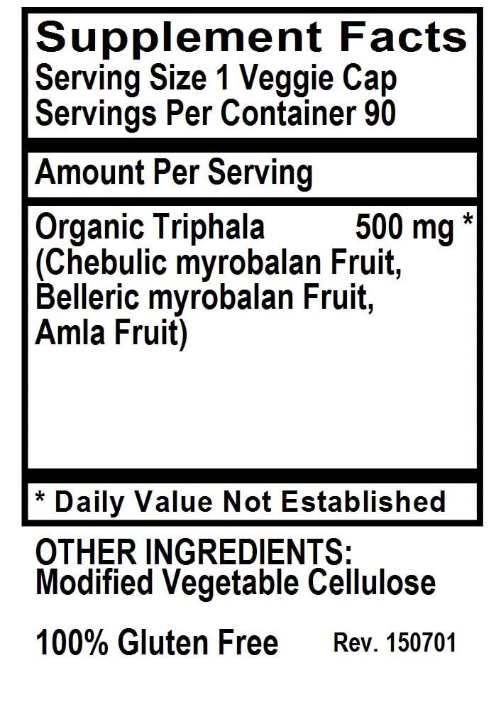 Betsy's Basics Triphala Supplement Facts