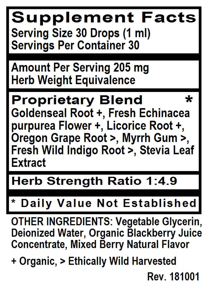 Betsy_s Basics Kid_s Biotic Berry Flavor Alcohol Free Liquid Supplement Facts
