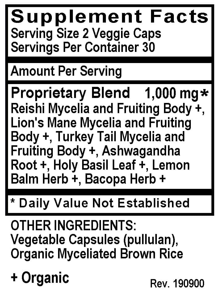 Betsy_s Basics Stress Mushroom Support Supplement Facts