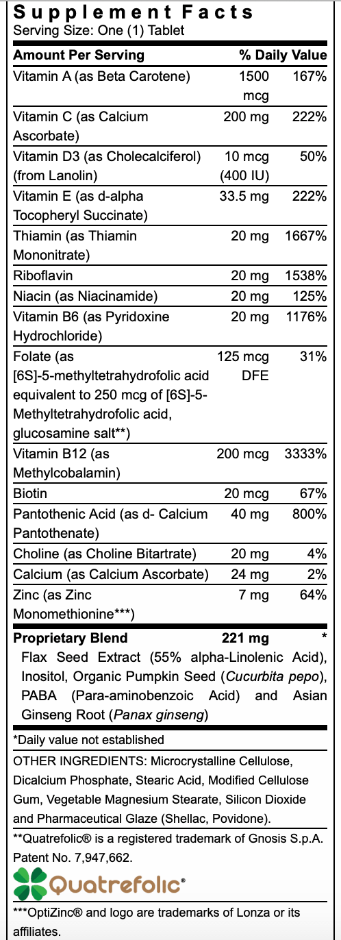 Michaels Naturopathic Programs Pre-Teen Boys Daily Multi Vitamin Supplement Facts