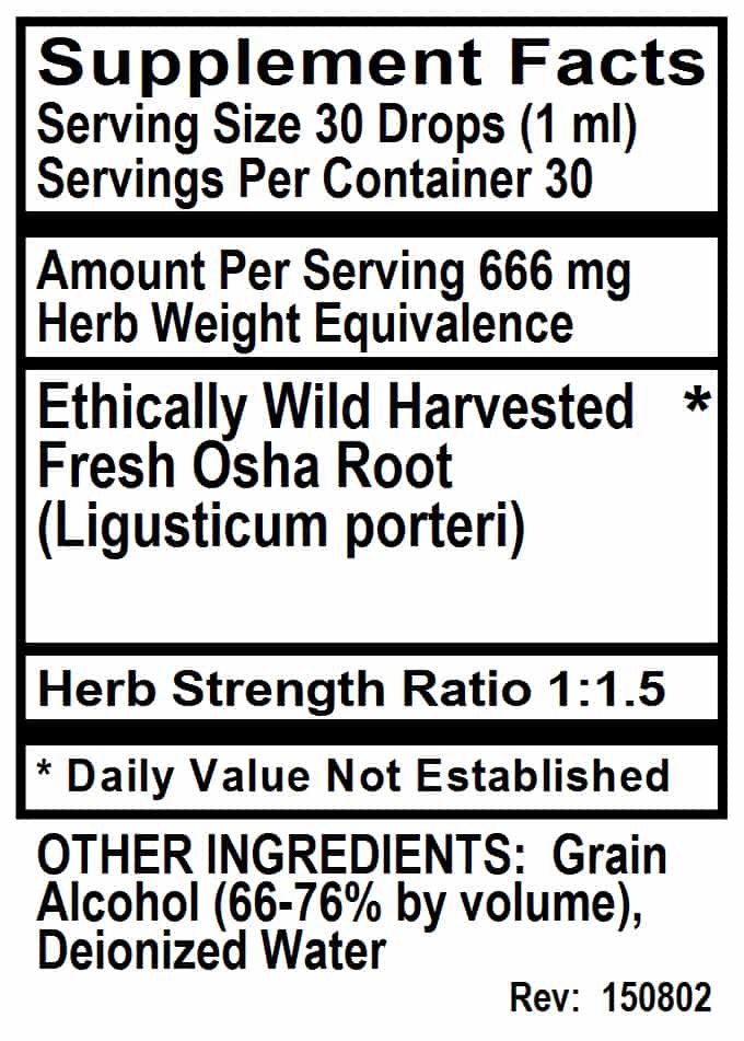 Betsy_s Basics Osha Liquid Supplement Facts