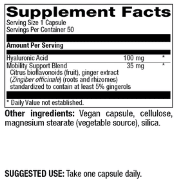 Betsy_s Basics Hyaluronic Acid 100 mg Supplement Facts