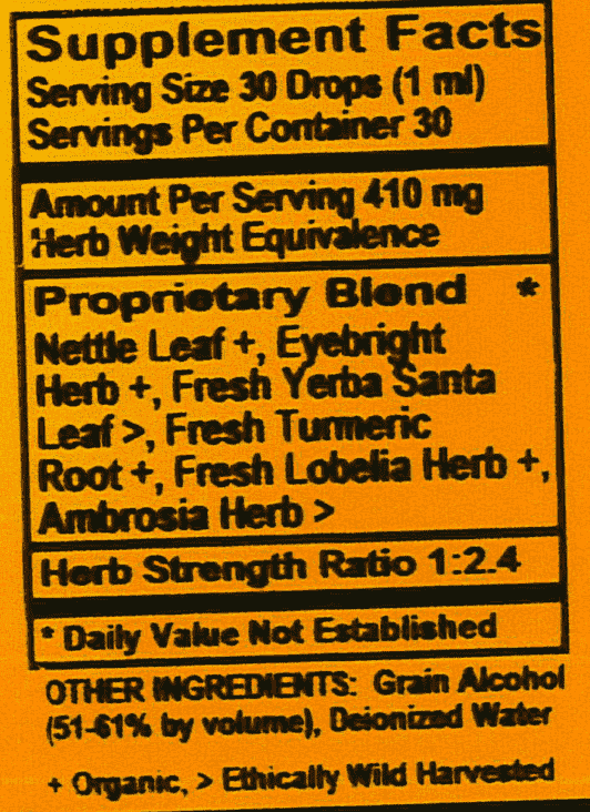 Betsy_s Basics Aller-Calm Liquid Supplement Facts Panel
