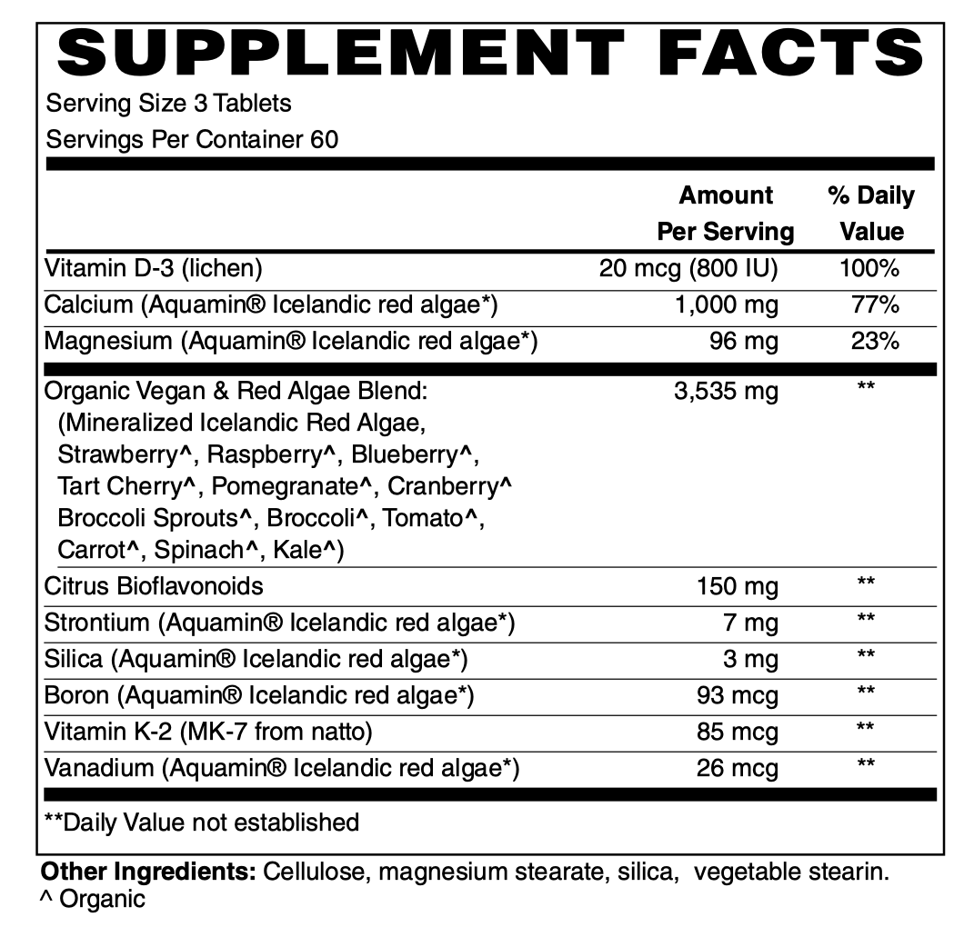 Betsy_s Basics Algae Based Calcium Supplement Facts