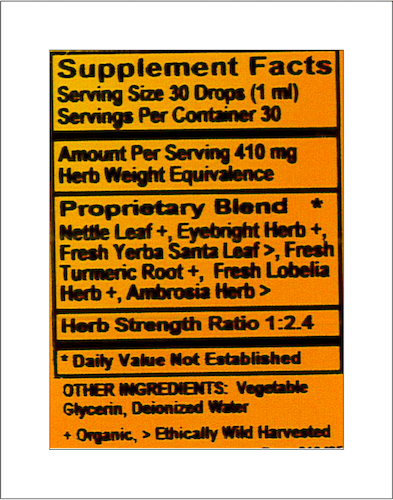Betsy-s Basics Aller-Calm Supplement Facts