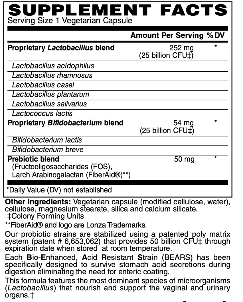 Betsy_s Basics Women_s 50 Billion Supplement Facts