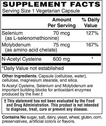 Betsy_s Basics NAC 600 Supplement Facts
