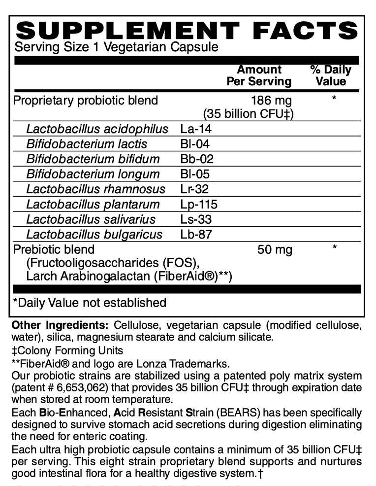 Betsy_s Basics 35 Billion Probiotic Supplement Facts