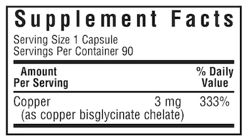 Bluebonnet Nutrition Chelated Copper Supplement Facts