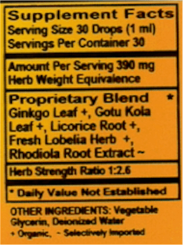 Betsy_s Basics Kid_s Attention Plus Supplement Facts