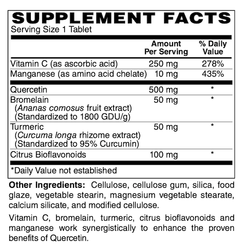 Betsy_s Basics Quercetin 500 Plus Supplement Facts