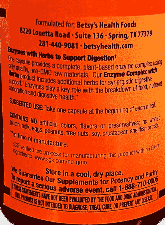 Betsy_s Basics Plant-Based Enzyme Complex with Herbs Left Panel