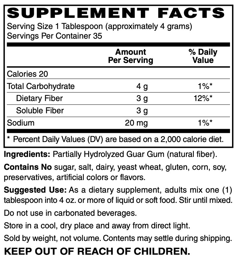 Betsy_s Basics Clear Fiber Powder Supplement Facts