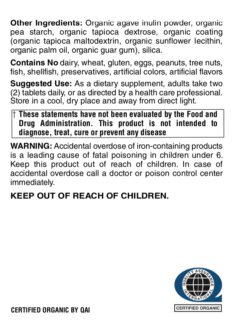 Betsy_s Basics Certified Organic Whole Food Women_s Multi Supplement Facts 2 of 2